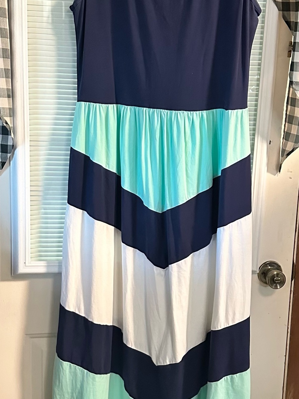 Striped Colorblock Maxi Skirt in Navy, Mint & White